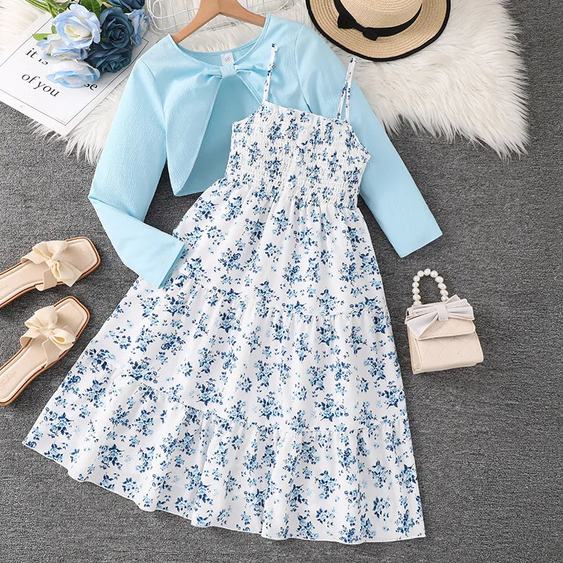 Girls Dress Summer 4-12 Years Flowers Sleeveless Fashion Elegant Little Princess Dress Birthday Dance Party Gifts Kids Clothes