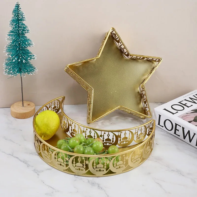 Christmas Home Decor Iron Tray Fruit Basket Storage Organizer Luxury Elegant Holiday Centerpiece