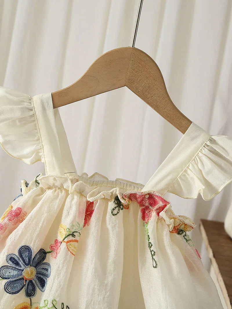 MILANCEL New Summer Baby Bodysuit 3-24M Cute Flower Toddler Dress Girls Clothes Embroidered Flowers Infant One Piece