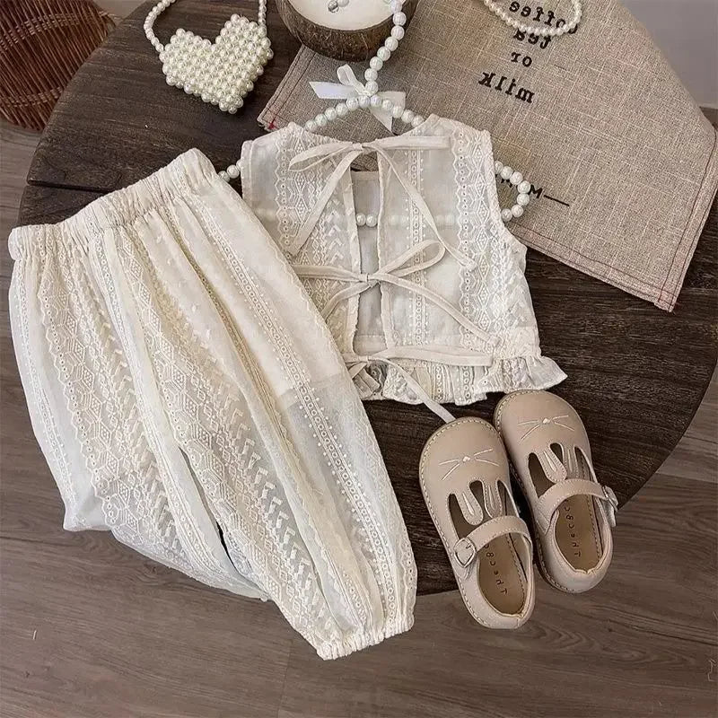 Girl's Princess Style Set Fashionable New Girl Baby Summer Dress Set Trendy Children's Summer Fashion Beach Set
