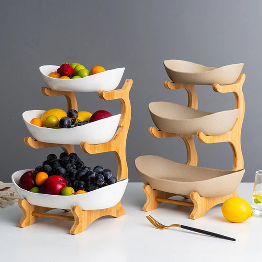 3 Layer Fruit Plate Home Living Room Plastic Snack Dish Creative Modern Dried Fruit Basket Candy Dish Cake Stand Salad Bowl