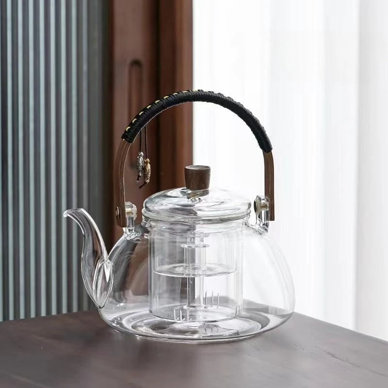 Steam and Boiling Dual-purpose Teapot Household Glass Tea Set High-temperature Resistant Thickened Heating Kettle