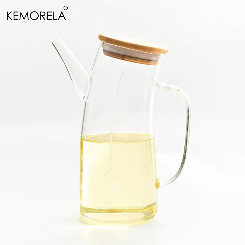 KEMORELA Leakproof Oil Dispenser Glass Bottle 750ml/1000ml Kitchen Storage Container for Cooking Outdoor BBQ Picnic Seasoning