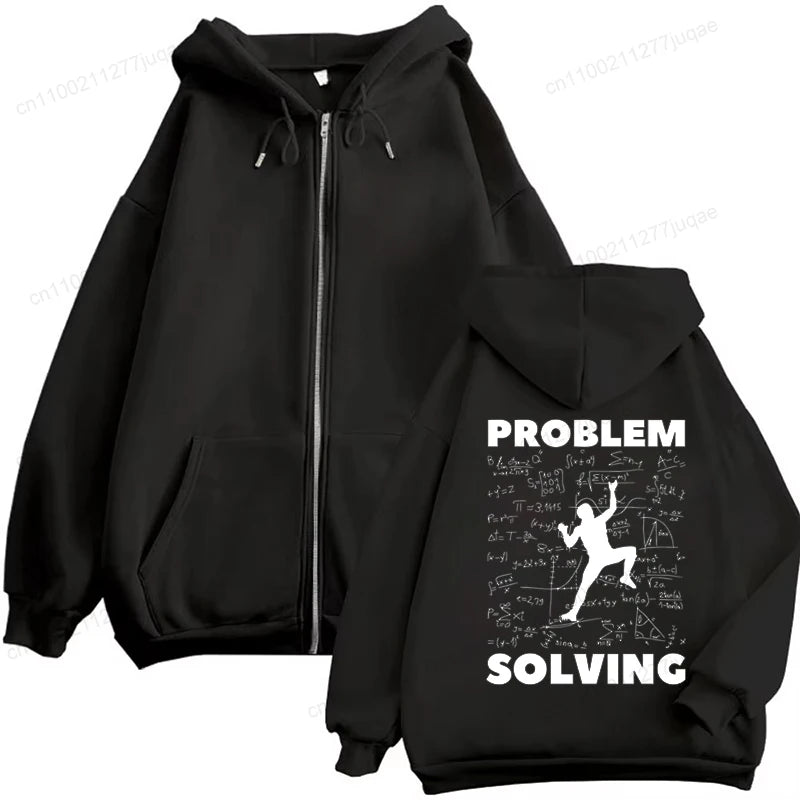 Problem Solving Math. Rock Climbing Funny Men Zip Up Hoodies Harajuku Hoodies Climbing Fashion Zip Hoody Zipper Fleece Tracksuit