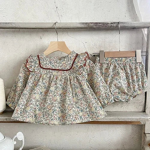 2024 New Autumn Newborn Baby Girls Clothing Set Long Sleeved Solid Color Knitted Pullover+Pants Toddler Baby Girl Clothes Suit