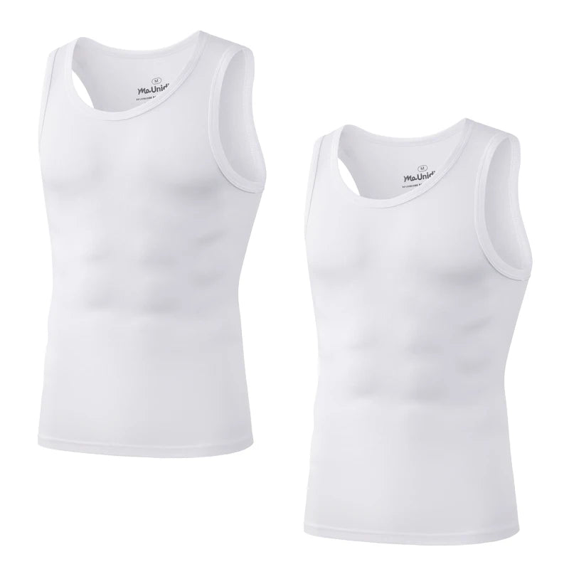 2Pcs/Pack Men's Tank Top Sleeveless Gym T-Shirt Man Vest Solid Color Compression Undershirts Men Tops High-Quality Bamboo Fiber