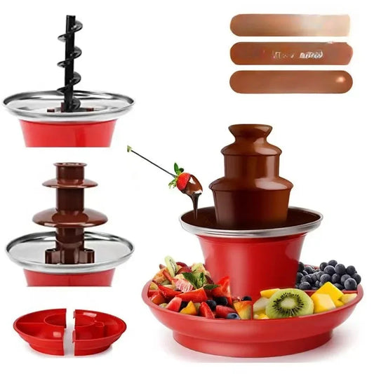 Chocolate fountain machine 1PC comes with fruit plate three-layer melting tower chocolate waterfall machine automatic hot