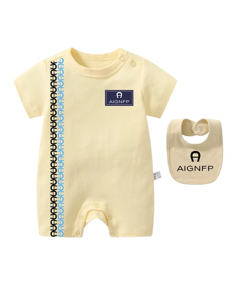 Summer Newborns Jumpsuit %100 Cotton Baby Clothes 2025 New Toddler Boys Rompers Bib scarf Set Infant Soft Short sleeve Bodysuits