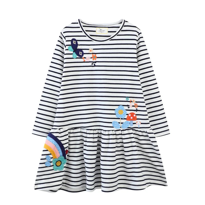 Jumping Meters 2-7T Long Sleeve Princess Girls Dresses Animals Embroidery New Autumn Spring Children Costume Hot Selling Dress