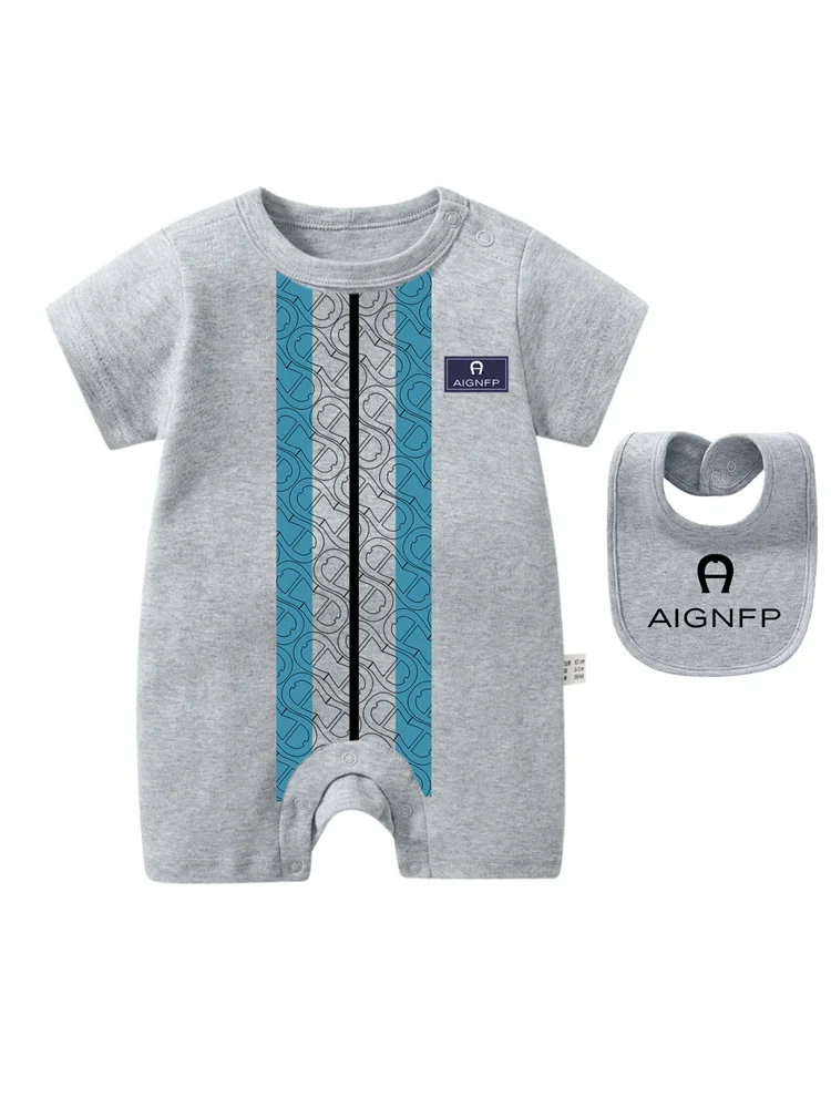 Summer Newborns Jumpsuit %100 Cotton Baby Clothes 2025 New Toddler Boys Rompers Bib scarf Set Infant Soft Short sleeve Bodysuits