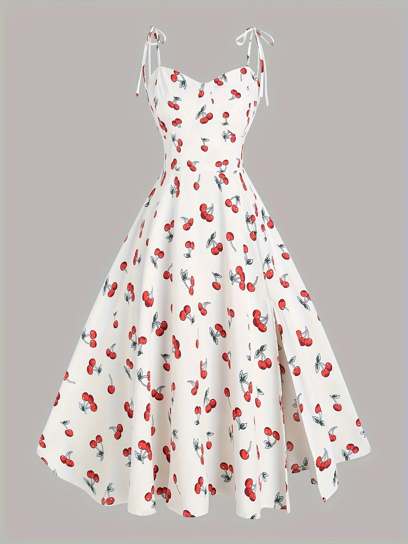 European and American fashion plus size women's new flower print A-line skirt bow tie slit dress