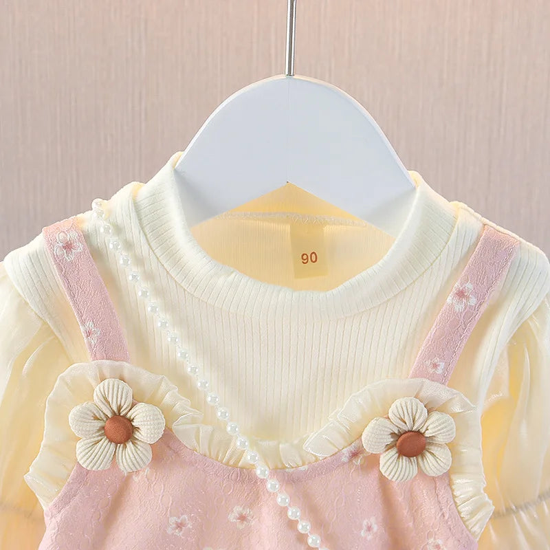New Spring Western Flower Flower Dress Feelings Feed 2 Sweet and Lovely Going Leisure Girl Clothing Give Rabbit 0-6-year-ol