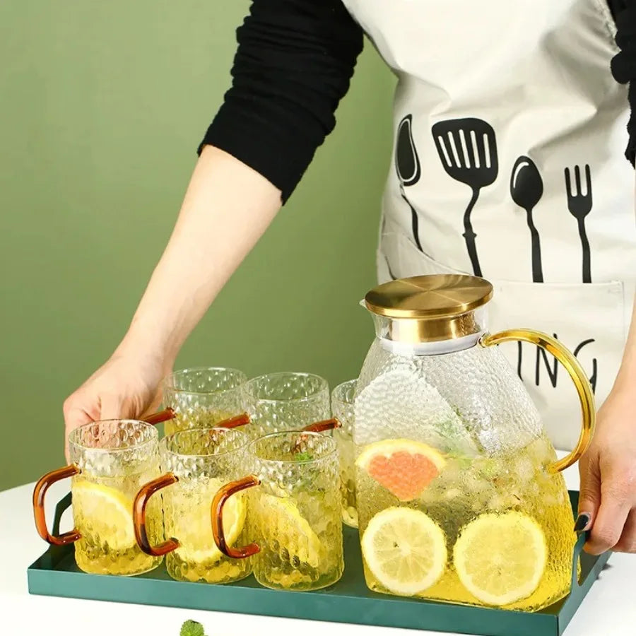 Household Large Capacity Jarra Transparent Glass Handle Heat-resistant Water Jug Teapot Water Bottle 1500ml 1800ml Glass Pitch