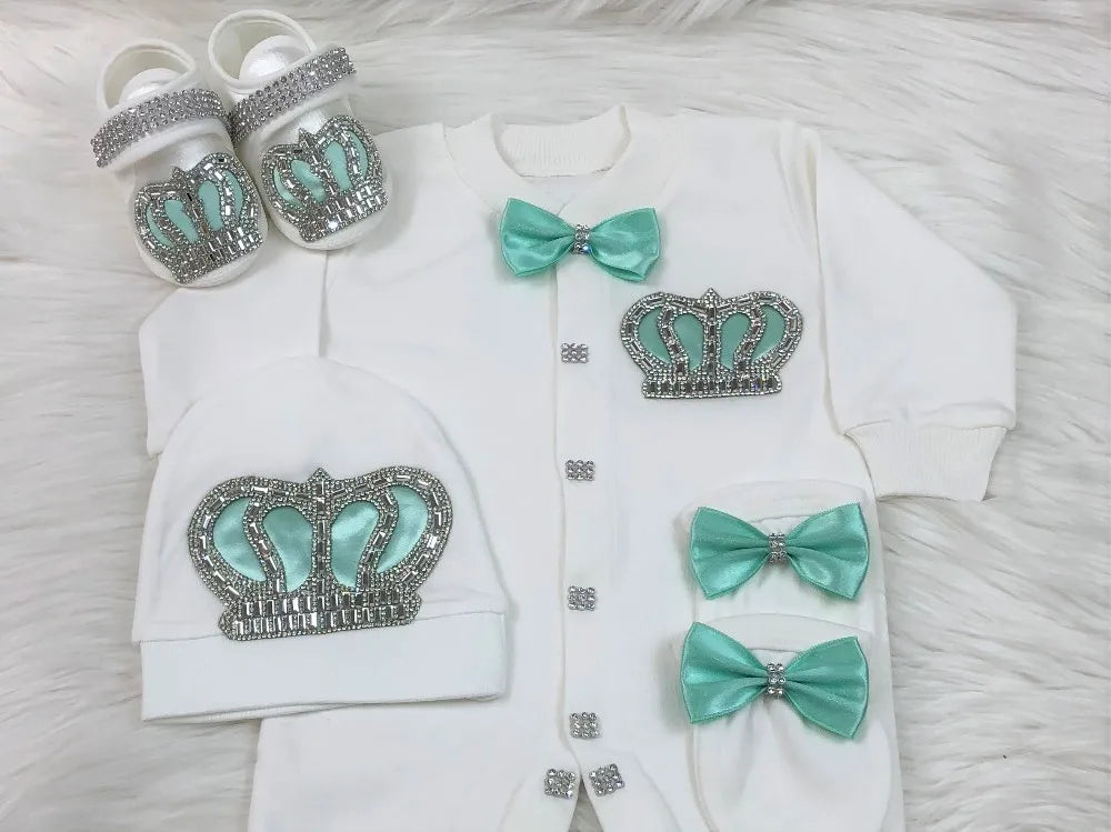 Dollbling Boy Baby Set Clothing Personalized Outfit Custom Baby Clothes Spring Angle Wing Lace Embroidery 4Pcs Layette