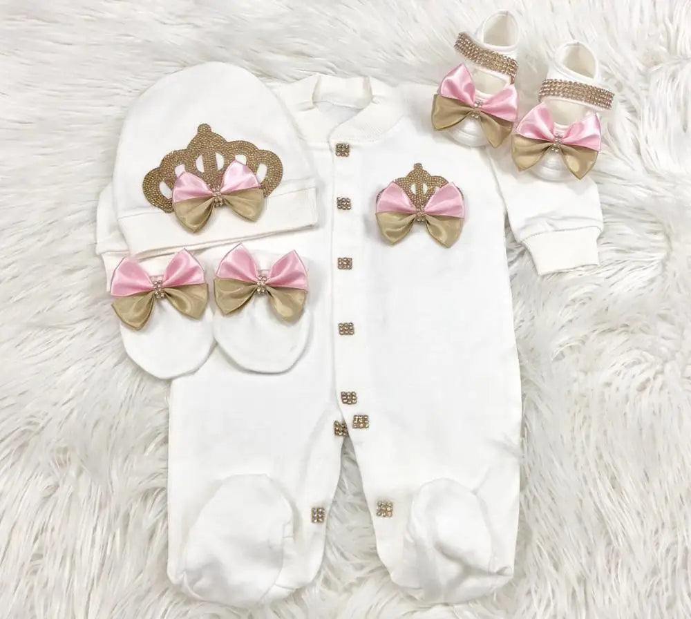 Dollbling Boy Baby Set Clothing Personalized Outfit Custom Baby Clothes Spring Angle Wing Lace Embroidery 4Pcs Layette