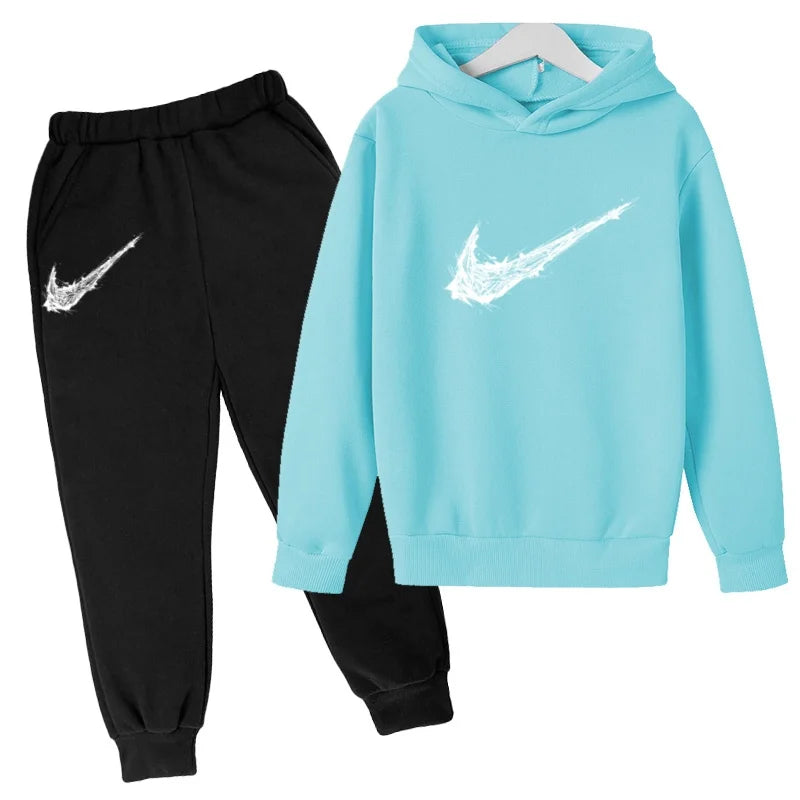 New Children's Sports Hooded Sweatshirt - Brand's Trendy Casual Hooded Top and Pants Set Suitable for Boys and Girls Aged 3 To13