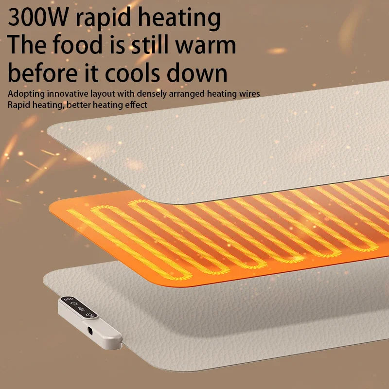 TINSOL New Food Insulation Mat Foldable Silicone Heating Pad Portable Food Cart Insulation Mat 8-Level Temperature Adjustment