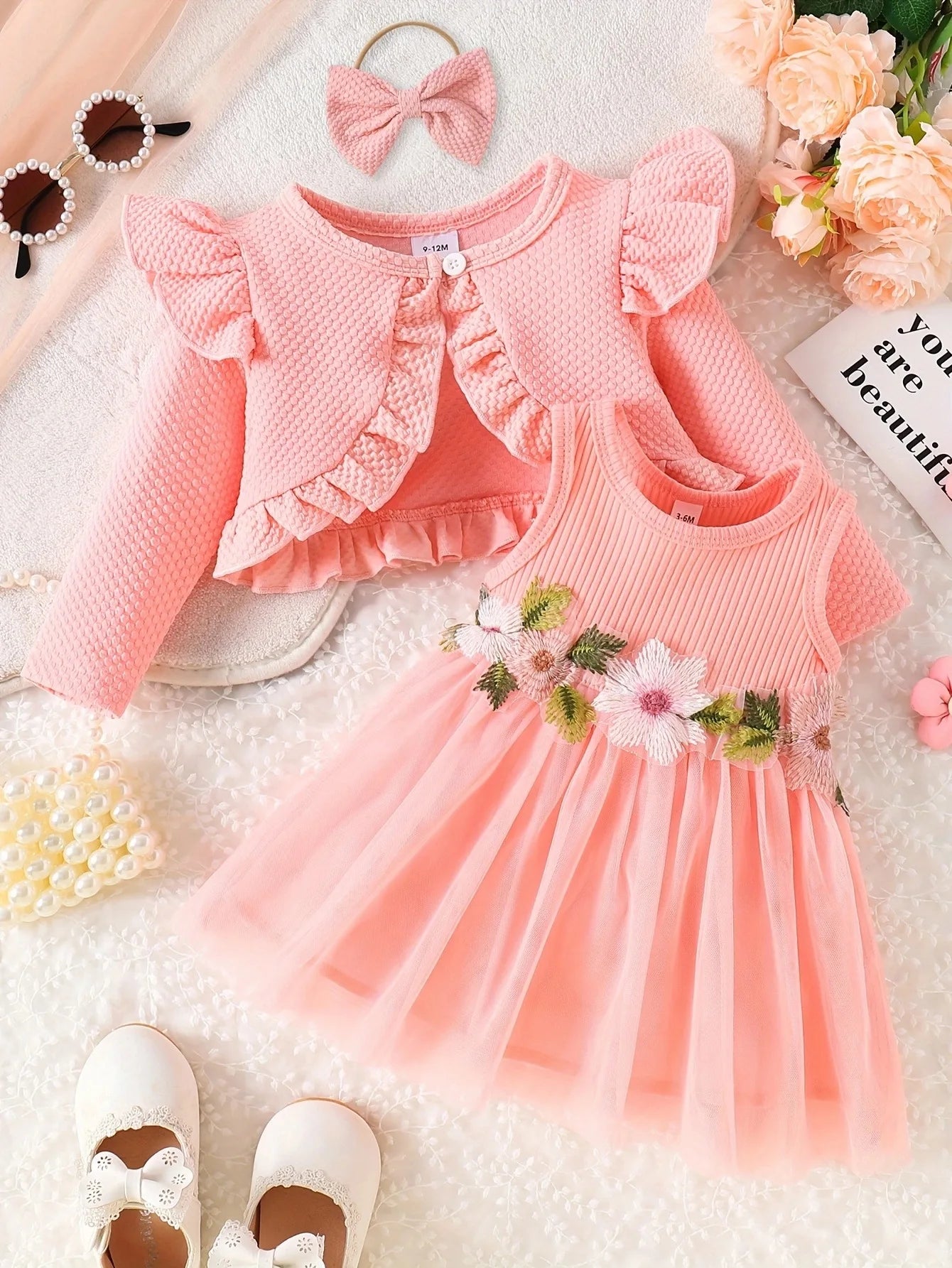 Prowow Fall Winter Baby Girl Denim Outfit Set Turn-down Collar Jeans Jacket+Deer Printed Dress Newborn Baby Birth Clothing