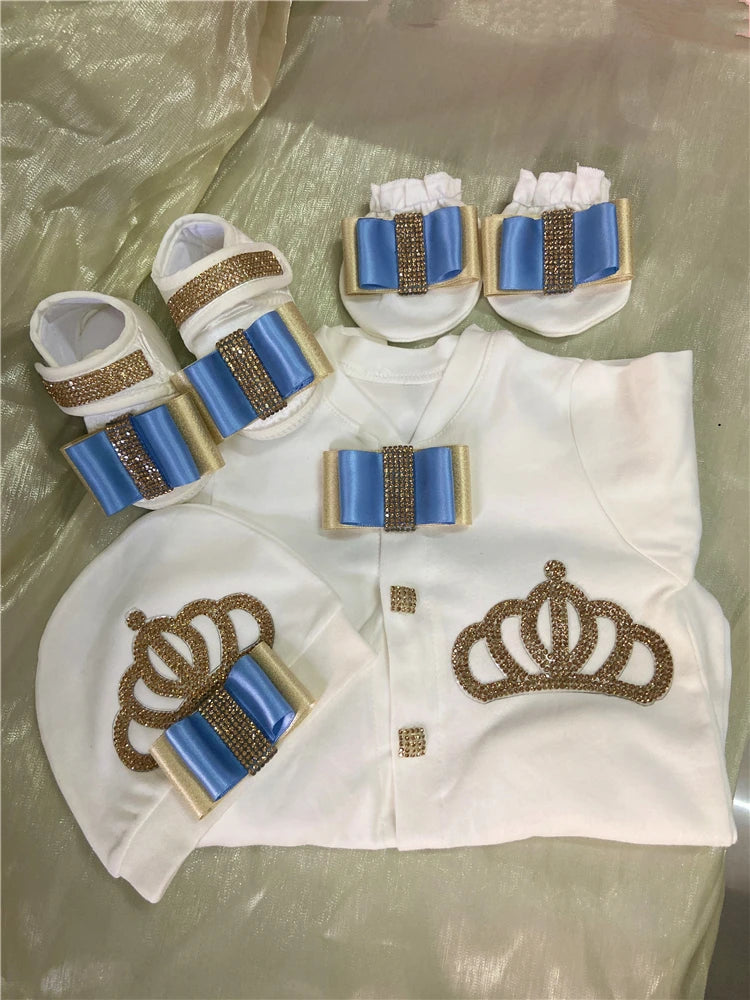 Dollbling Boy Baby Set Clothing Personalized Outfit Custom Baby Clothes Spring Angle Wing Lace Embroidery 4Pcs Layette