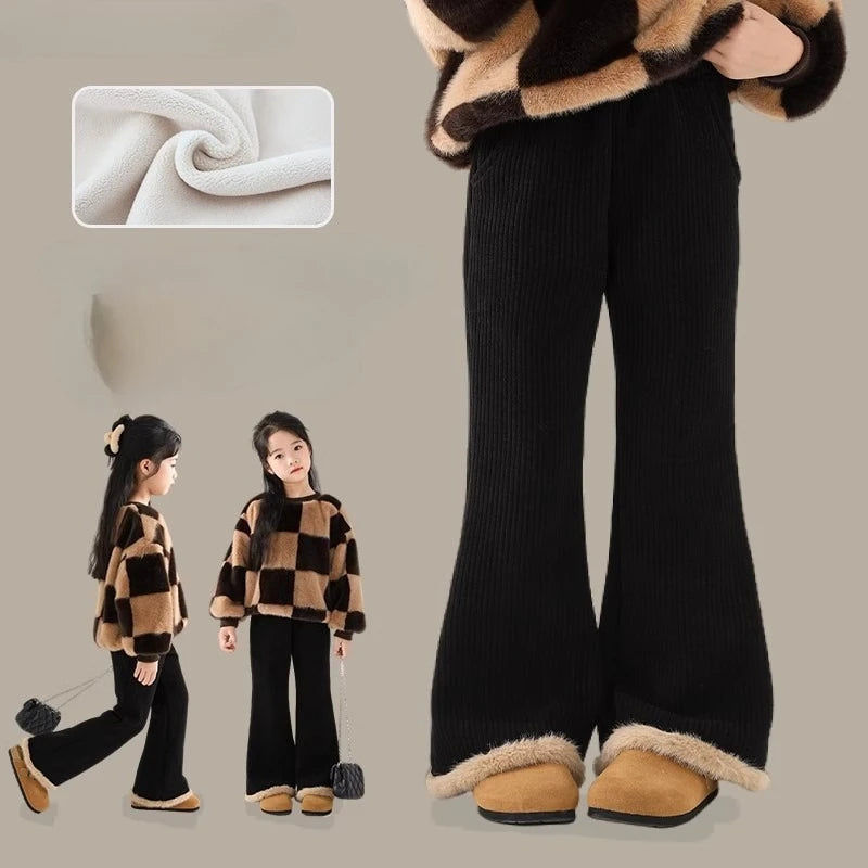 Girls' Bell Bottom Jumpsuit - Winter Micro Flare Cotton One-Piece Thermal Pants for Kids Girls Winter Clothes
