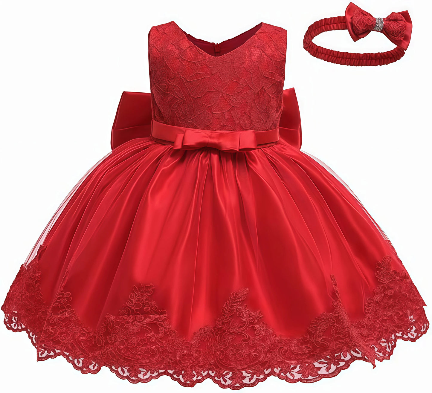 Baby Girls Embroidery Big Bow Xmas Princess Dresses For Toddler Kids Birthday Baptism New Year Gown Wedding Christmas Party Gift