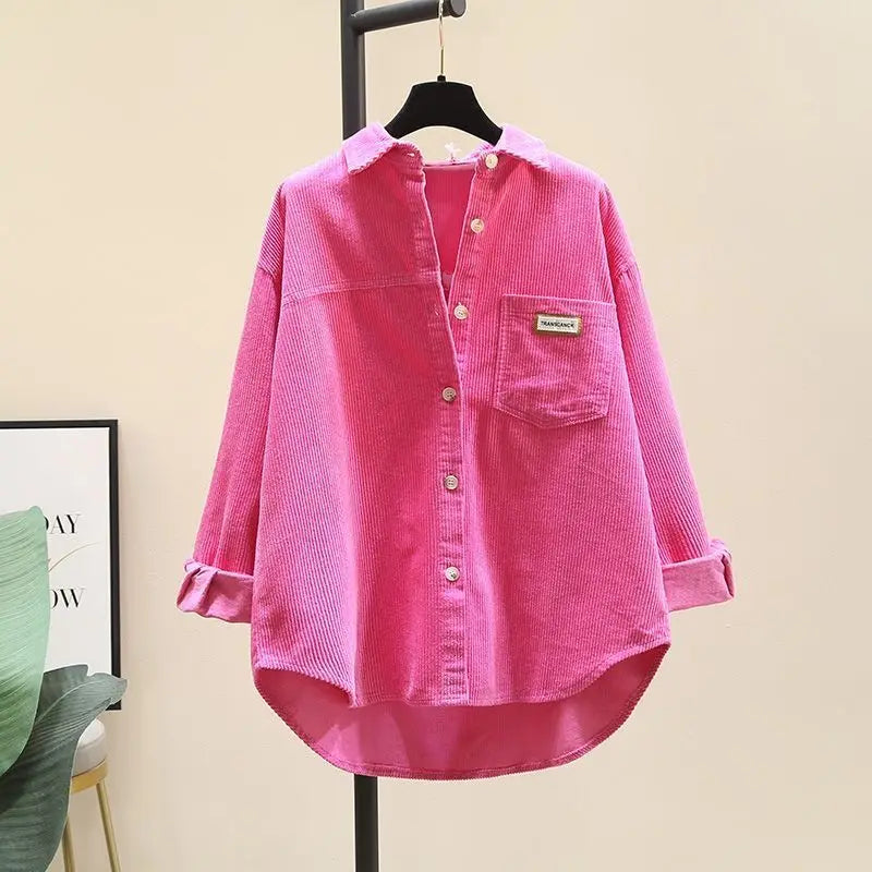 Thickened Corduroy Long Sleeve Women's Shirt Autumn Winter New Style Casual Loose Fashion Korean Version Mid-Length Open Card...