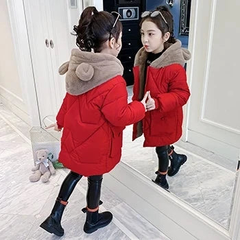 Autumn Winter Girls Jacket Keep Warm Hooded Windproof Outerwear Birthday Christmas Girls Coat 4 5 6 7 8 9 10 Years Kids Clothes