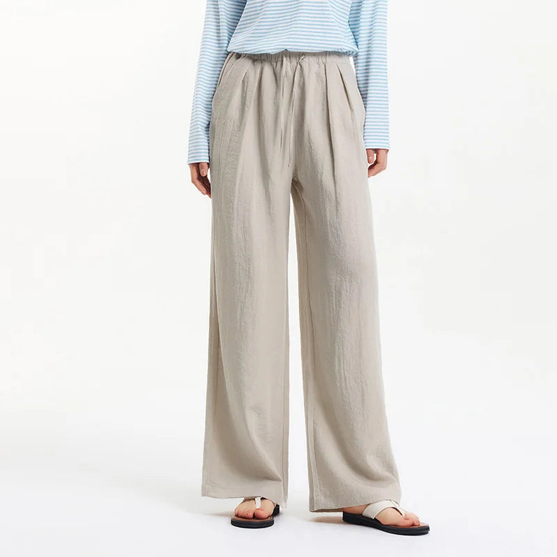 Semir Casual Pants Women Long Pants Relaxed Fit 2025 New Summer Elastic Waist Wide Leg Minimalist for  Daily Comfortable Wear