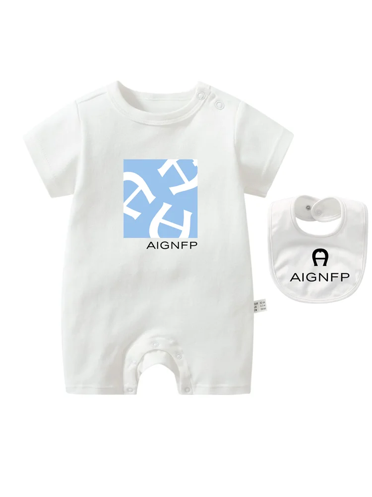 Newborns Clothes Rompers 2025 Hot sales Bib scarf Baby Jumpsuit 2Pcs Set Fashion Toddler Romper %100 Cotton Infant Boy Bodysuits