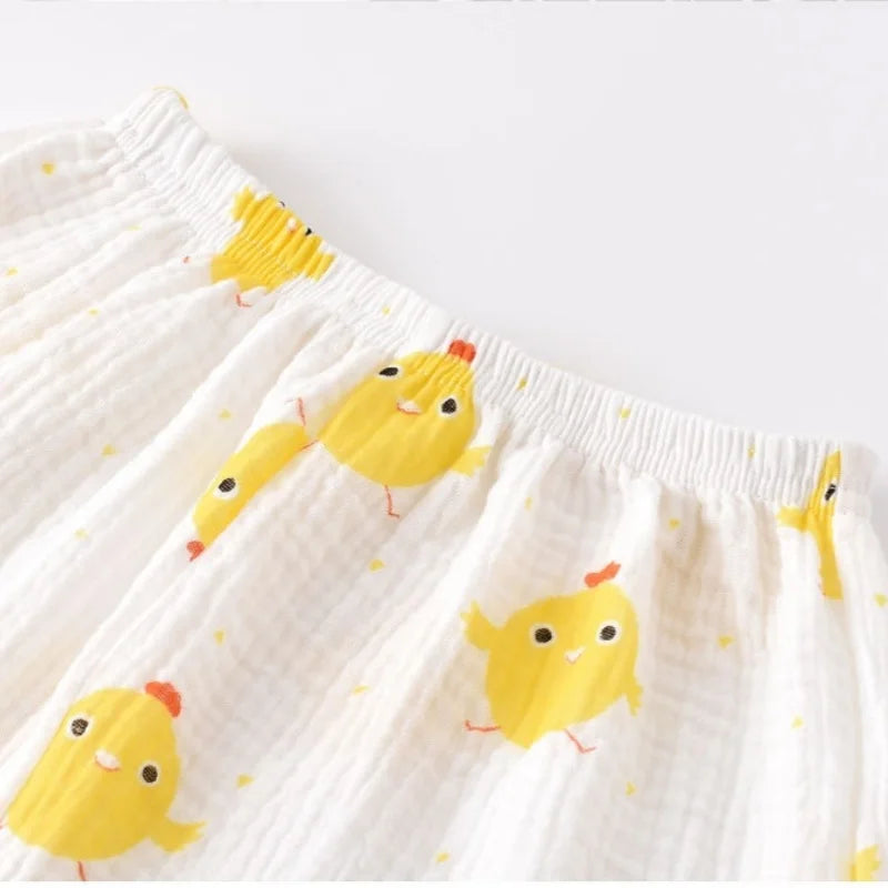 Spring Kids Cotton Gauze Pajamas Set 2-9Y Long Sleeve Soft Anti mosquito Loungewear Skin friendly Boys Girls Indoor Clothing