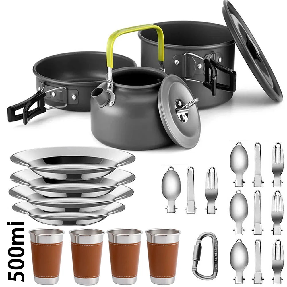 Camping Cooking set Camping Cookware Travel Tableware Outdoor Picnic Set Teapot For 2-3 Peaple Non-stick pots assorted sets