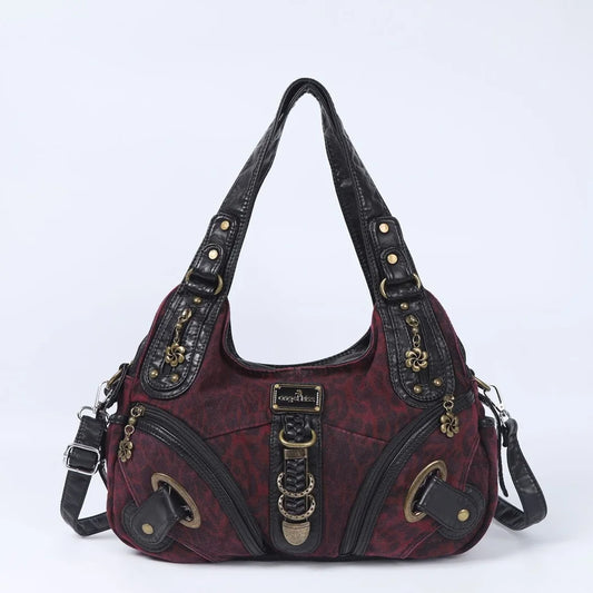 Angelkiss Women Handbags Leopard Shoulder Bag Top-handle Handbag Fashion Satchel Dumpling Shoulder Bag Tote Hobos Large Purse