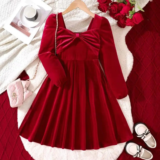 Young Girls' Autumn Outfits Long Sleeve Dress For Christmas Birthday Parties Young Girls Dresses Clothing For 8 9 10 11 12 Years