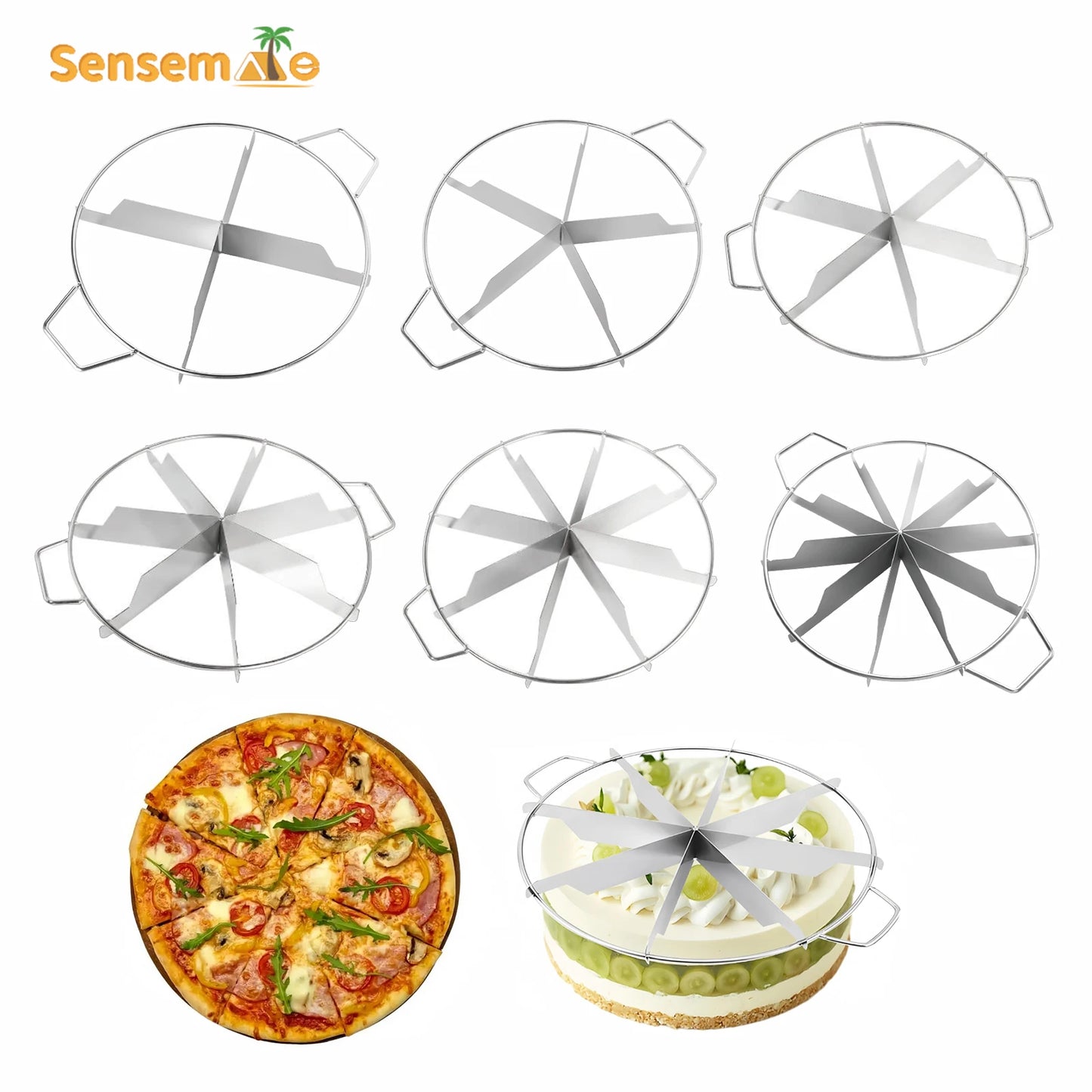 Cake Cutter Slicer Stainless Steel Pastry Portion Marker Pizza Pie Divider Even 4-10 Slices Cake Portioner Baking Tools Kitchen
