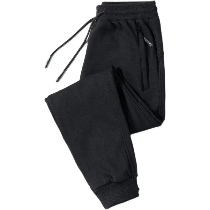 2025 Male Elastic Waist Soft Warm Casual Ankle Band Zipper Pockets Trousers Men Drawstring Pants Loose Spring Fall Sweatpants