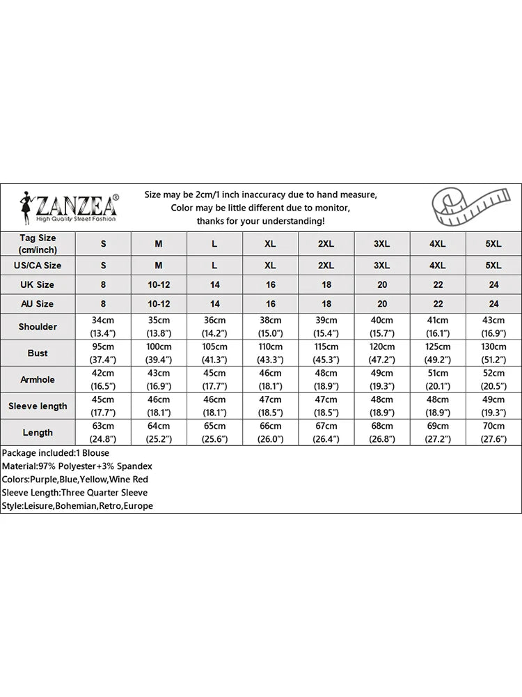 2025 ZANZEA Elegant Office Work Blouse Summer Fashion Shirt Women O Neck 3/4 Sleeve Holiday Blusas Spring Tops Tunic Oversize