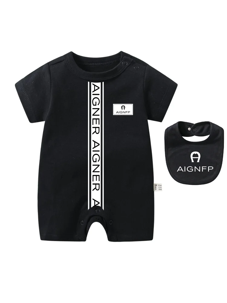Summer Newborns Jumpsuit %100 Cotton Baby Clothes 2025 New Toddler Boys Rompers Bib scarf Set Infant Soft Short sleeve Bodysuits