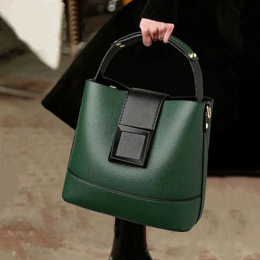1 Solid Color Simple Pu Decoration Elegant Hand-Held Bucket Bag Buckle Decoration Can Be Replaced with a Crossbody Bag Suitable