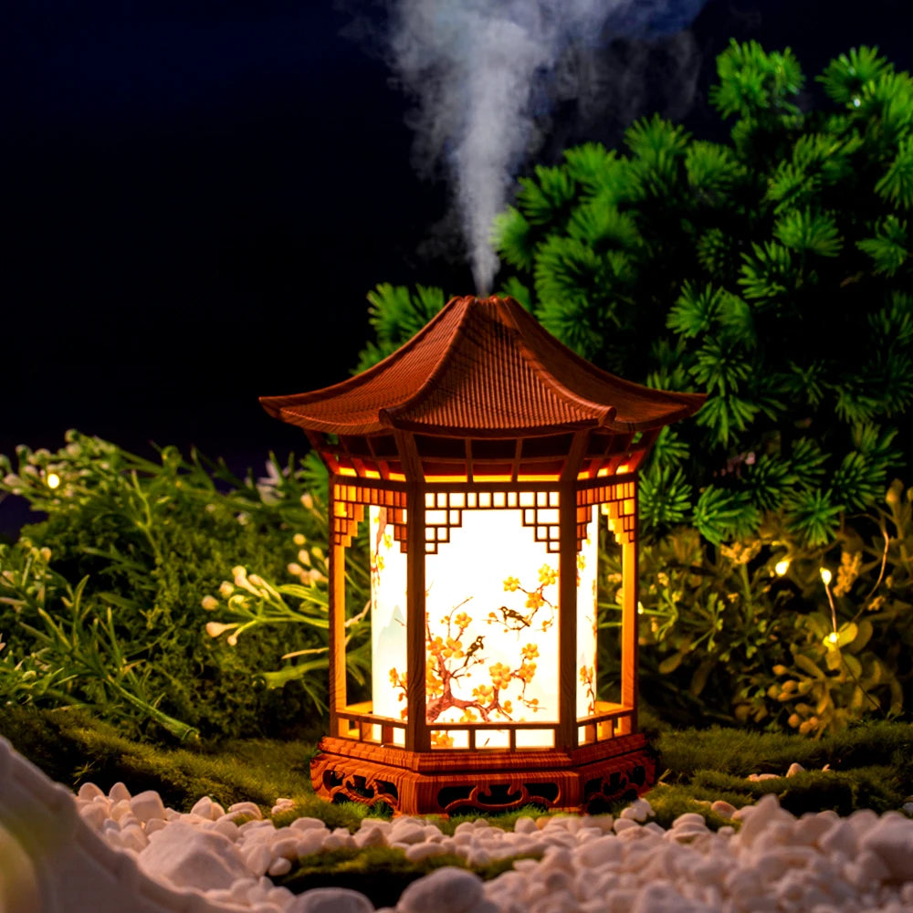Pavilion humidifier Chinese style element unique creative decoration atmosphere night light delicate spray to improve the air