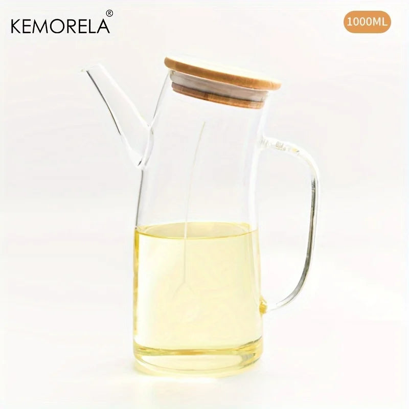 KEMORELA Leakproof Oil Dispenser Glass Bottle 750ml/1000ml Kitchen Storage Container for Cooking Outdoor BBQ Picnic Seasoning