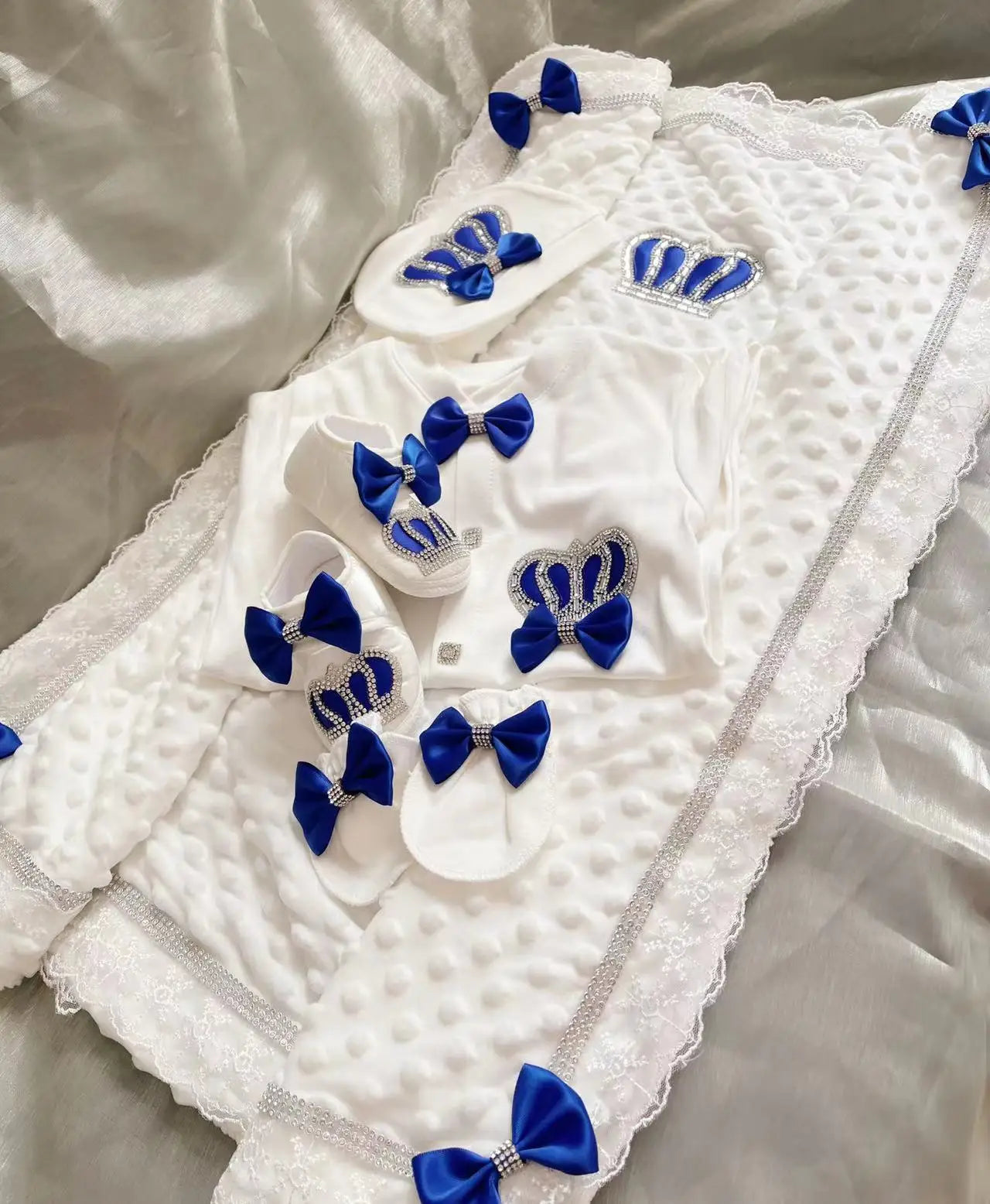 Baby Girl Boy Princess Prince Hospital Exit Newborn Bling Outfits Baby Bottles Gift Set Baby Shower Gift 5pcs Crown Romper