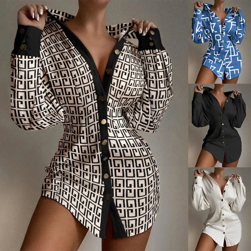 Women's New Fashionable Printed Waist Button Decorative Shirts Hot Selling Casual Commuter Shirts for Women