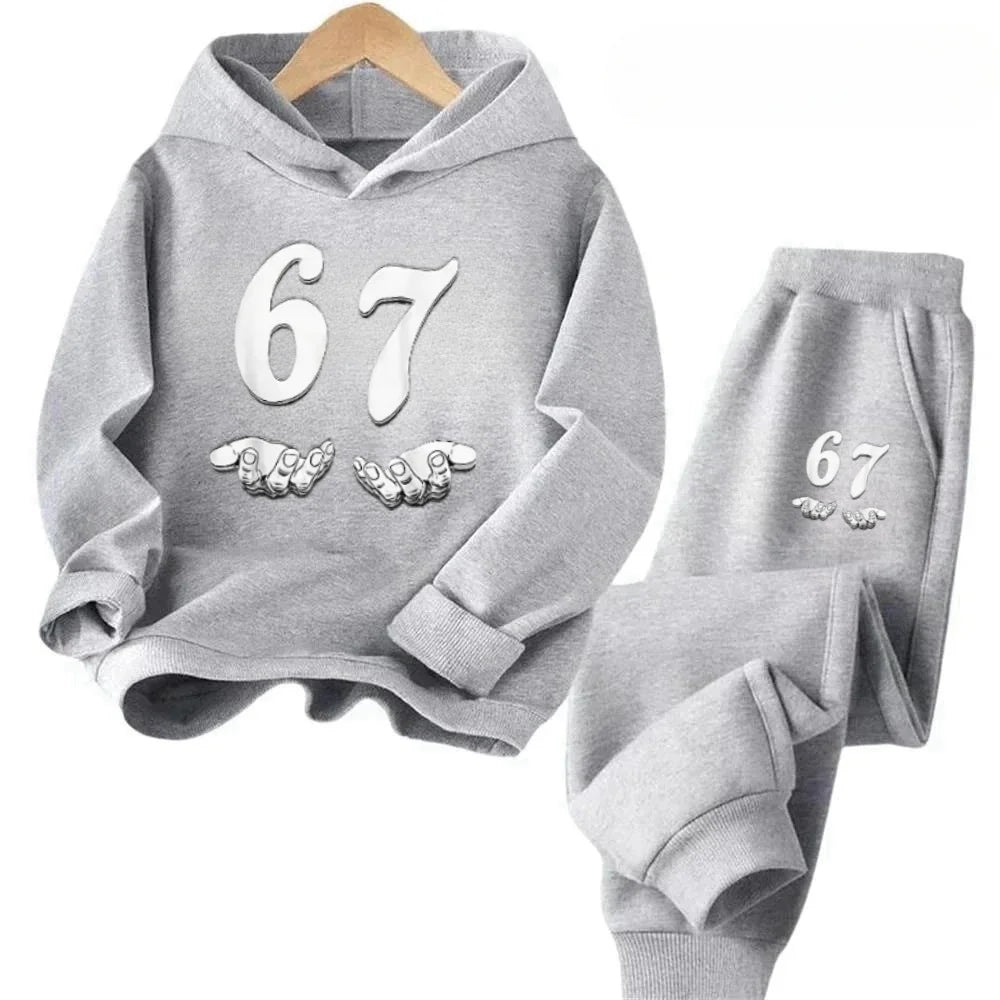 67 Fun Kids Set 4-13Y Cartoon Stitch Print Cotton Tracksuit Casual Children Outfit Free Shipping Children's Fashion Trend Set