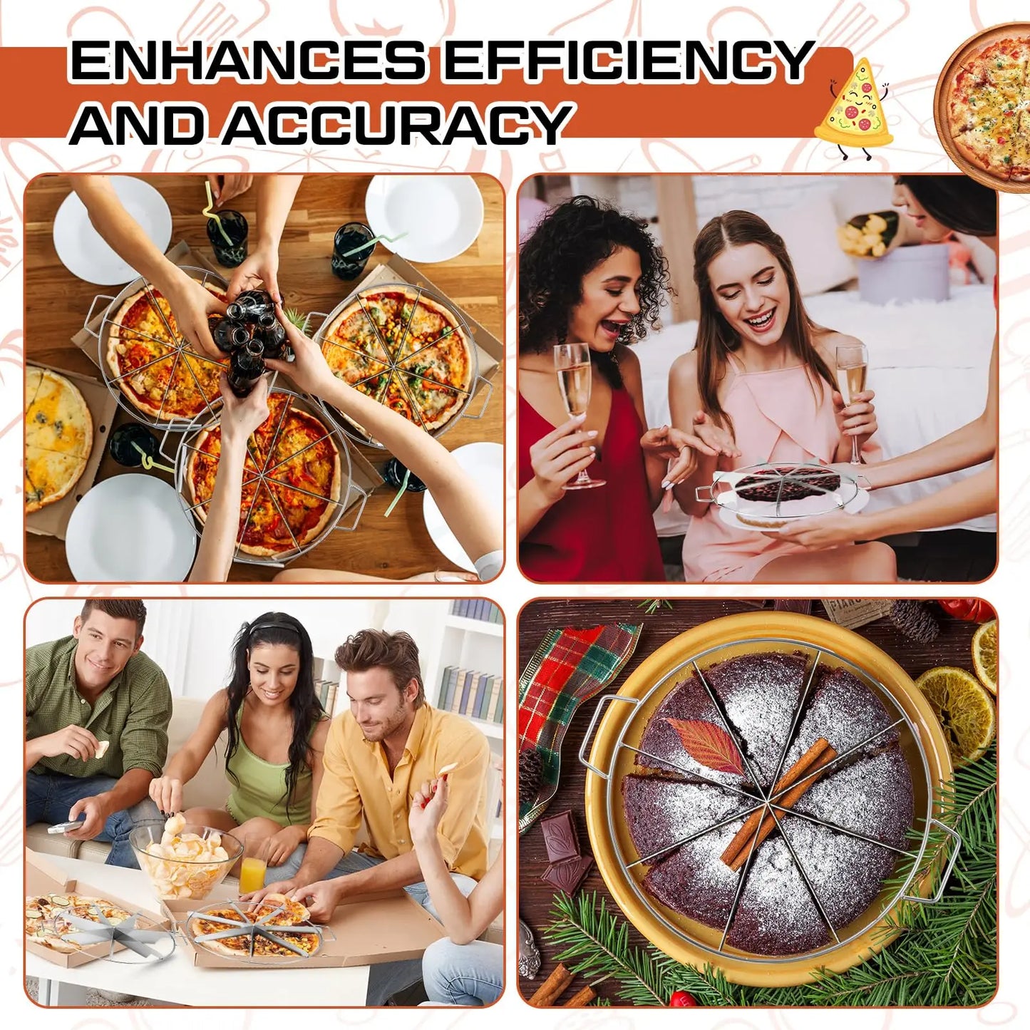 Cake Cutter Slicer Stainless Steel Pastry Portion Marker Pizza Pie Divider Even 4-10 Slices Cake Portioner Baking Tools Kitchen