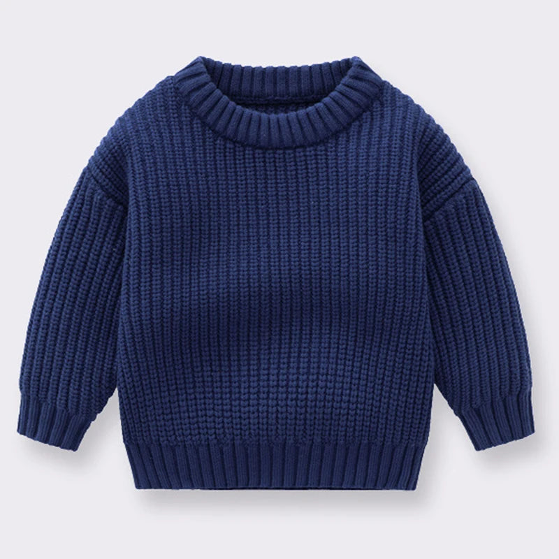 2024 Autumn Newborn Baby Girl Boy Knitted Sweater Long Sleeve Winter Sweater Solid Loose Pullover Casual Tops 3M-6Y Kids Clothes