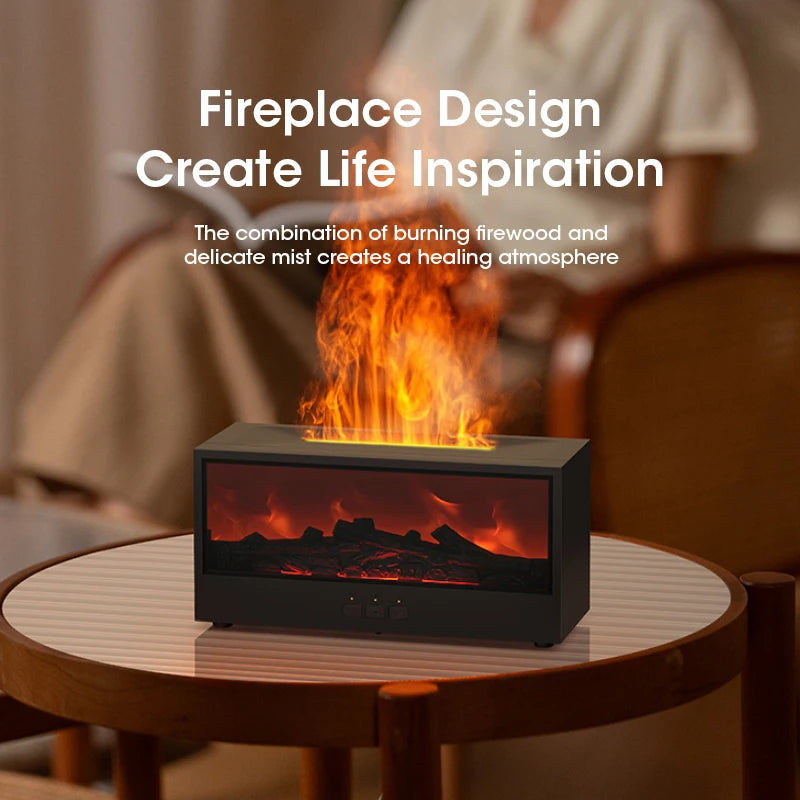 Aroma Humidifier for Home Essential Oils Simulated Fireplace Diffuser with LED Light and Remote Control