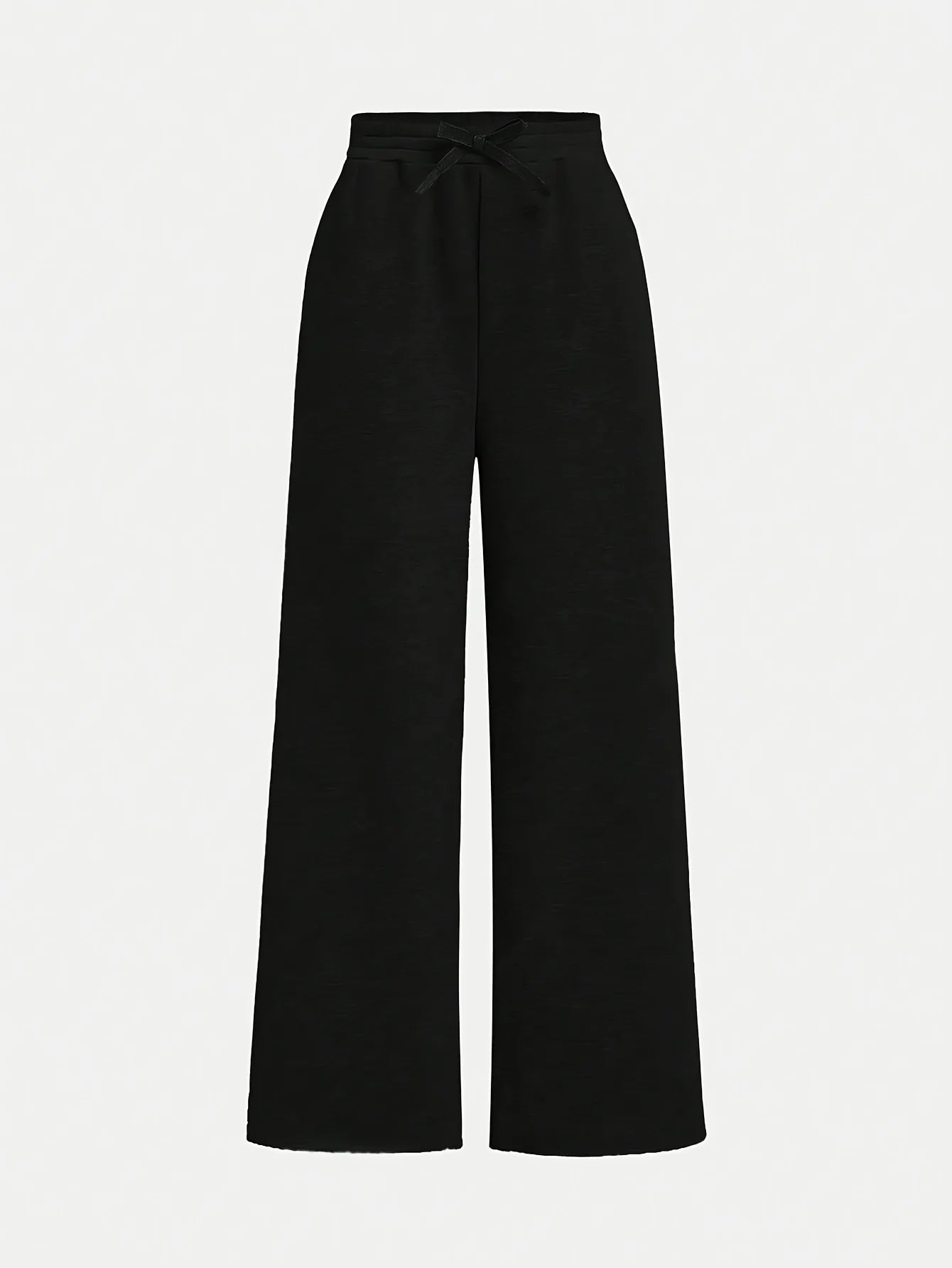 【2-piece set】 Fashionable and versatile girls' black and grey combination knitted fabric loose casual wide-leg pants