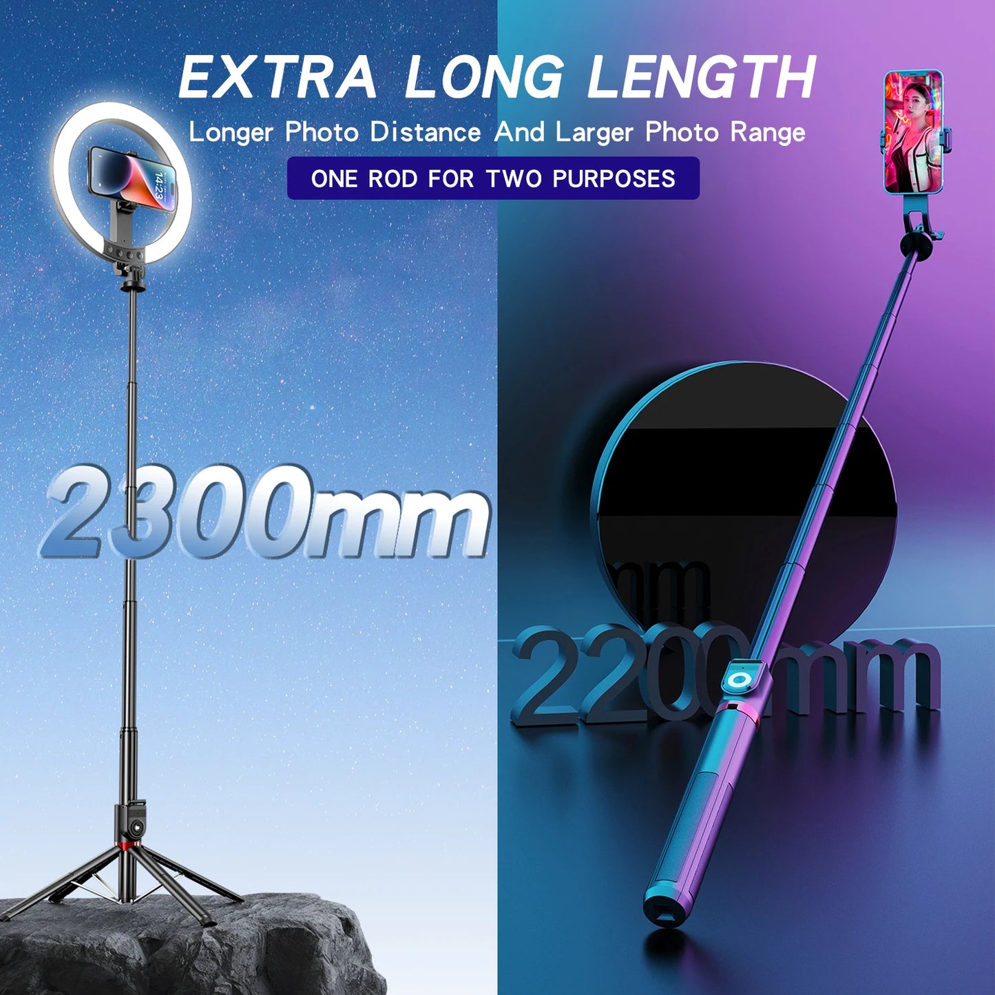 90" Selfie Stick Tripod and Phone Holder with 10" Dimmable LED Ring Light and Remote Shutter for Photography and Vlogging