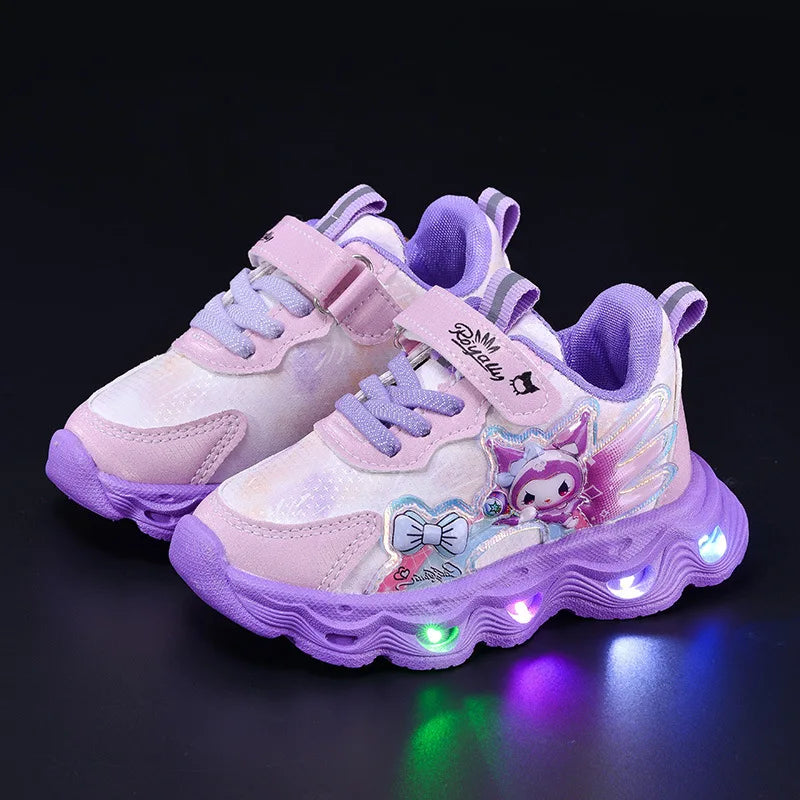2026 Summer Sanrio Kuromi Child Casual Shoes New Style Led Light Sneakers   Kids Anti-Slip Running Shoes