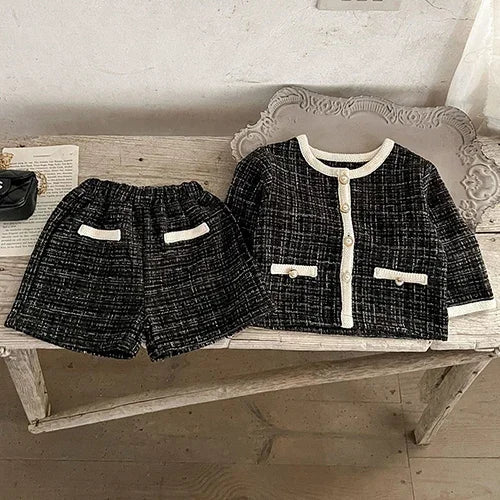 2024 New Autumn Newborn Baby Girls Clothing Set Long Sleeved Solid Color Knitted Pullover+Pants Toddler Baby Girl Clothes Suit